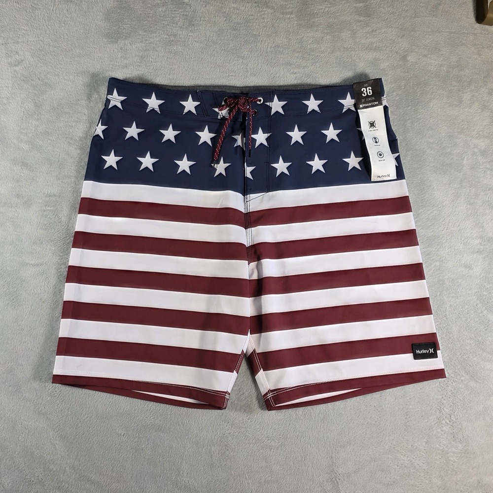 Hurley Phantom American Flag Board Shorts Size 36 New